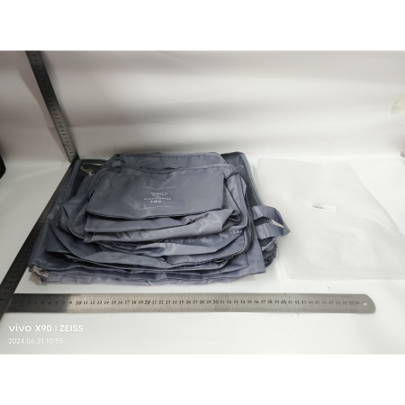 Set 8 huse organizare bagaj  material poliester, impermeabil, cu fermoar, pentru calatorii sau dulap, sac pentru pantofi inclus, pliabil, gri