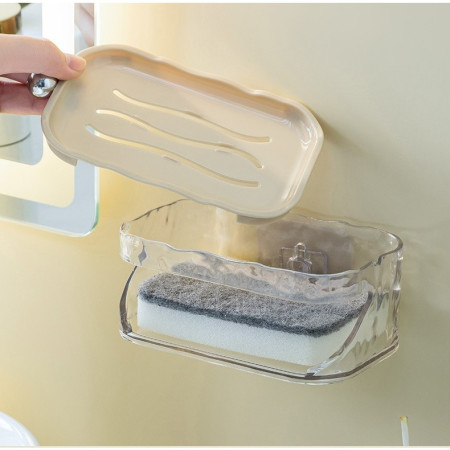 Savoniera Dubla,  2 Straturi, Instalare fara Perforare, Agatatoare Burete, 13.5 x 8.5 x 6 cm, Bej