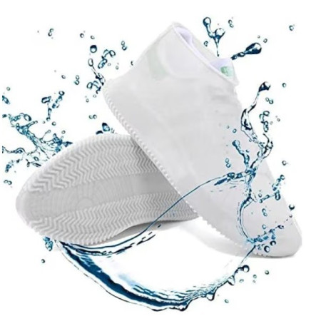 Husa Incaltaminte,  Impermeabila, Antiderapanta, din Latex, 13 x 13 x 2 cm, Marime L 41-47 cm, Alb