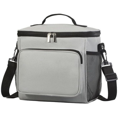 Geanta pentru Pranz, Cyrax, Multifunctionala, Compartimentata, 2 Tipuri de Manere, Impermeabila, 26x24x17 cm, Gri