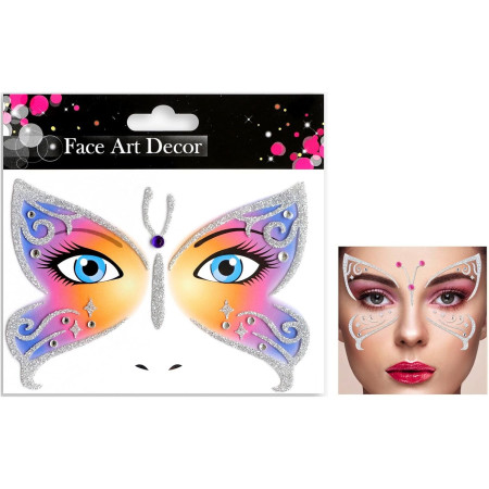 Sticker Temporar pentru Fata, Cyrax, pentru Machiaj, Face Art, Halloween, Teatru, Model Fluture, Multicolor