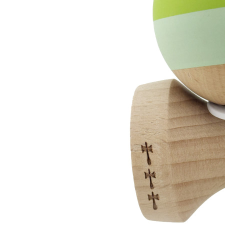 Kendama X Originala, Profesionala, Cyrax, Rubber Grip, Cupe Mari KING SIZE V3, Gaura in Baza, Rulment Metalic, din lemn 18 cm, Ata 62/65 cm, Special Verde degrade