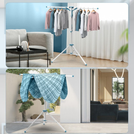 Uscator de  Rufe,  Tip Umbrela, Pliabil, Telescopic, pentru Interior-Exterior, cu Patru Tije, Picior Anti-Alunecare, Inaltime Ajustabila, 108 pana la 165 cm