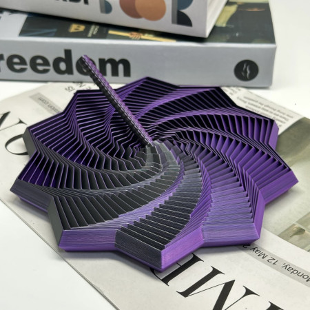 Jucarie Decompresie, Cyrax, Model Stea 3D, DuoChrome, Maner Spirala, Turn Magic Geometric, Multiple Forme, Anti-stress, 8.6 cm, Negru/Mov