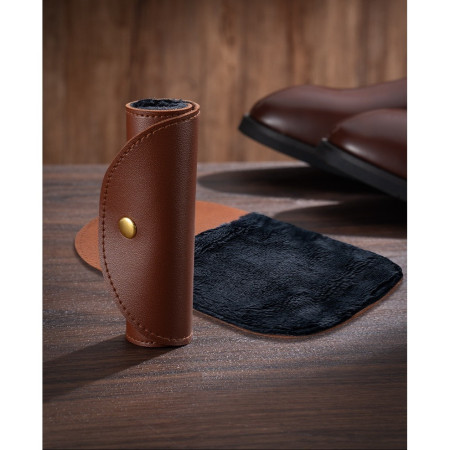 Manusa de Lustruit Pantofii,  din PVC, 18.2 x 12 x 10.8 cm, Imitatie de Lana, Maro