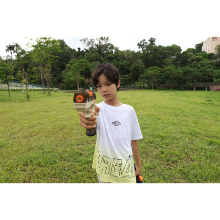 Pistol cu Apa Electric, Cyrax, 2 Rezervoare 75/350 ml, din ABS+Silicon, Baterie, Incarcare USB, Conectare la Furtun, +6 Ani, Maro