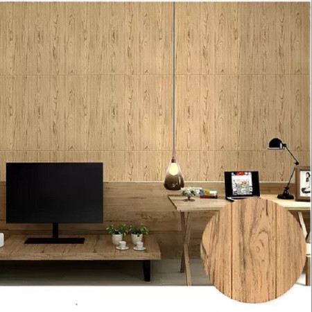 Set 10 Placi Tapet 3D,  70 x 70 cm, Grosime 3 mm, din Rasina, Tip Placi de Lemn, Suprafata Acoperita 4.9 mp, Maro Deschis