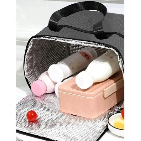 Geanta Termica Cyrax pentru Pranz, Compartimente Telefon si Tacamuri, Multifunctionala, Impermeabila, 24x18x21 cm, Negru