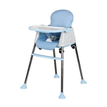 Scaun de Masa Pliabil 3in1, Cyrax, Reglabil, Multifunctional, 3 Pozitii, Masuta si Husa Detasabile, Roti, Centura de Siguranta, Ajustare Inaltime, Albastru