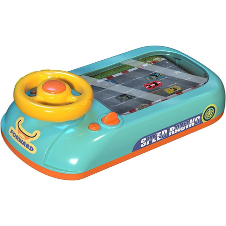 Joc Simulator de Condus, Cyrax, 3-6 Ani, Volan Interactiv, Efecte Sonore, din ABS, USB Inclus, Albastru