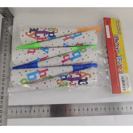 Set 6 Suflatori, Cyrax, Colectia Happy Birthday, 20 cm, din Carton, Multicolor