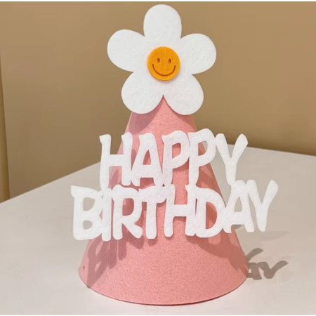 Set 3 Coifuri Happy Birthday, Cyrax, pentru Petrecere, Tematica Aniversare, cu Floare din Spuma, Multicolor