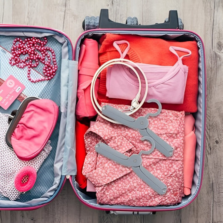 Umeras Pliabil de Calatorie,  Mini Cuier Portabil pentru Haine, Suport de Uscare, 14x7x1.4cm, Gri