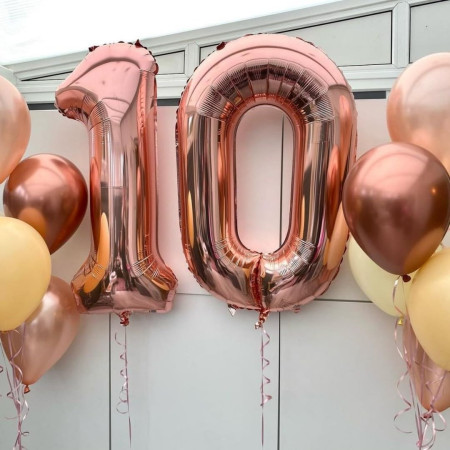 Balon din Folie Metalizata Cyrax, Figurina Cifra, Tema Aniversare 100 cm, Ambalaj Individual, Pai inclus, Umflare cu Aer sau Heliu, Coral, Rose, Cifra 1
