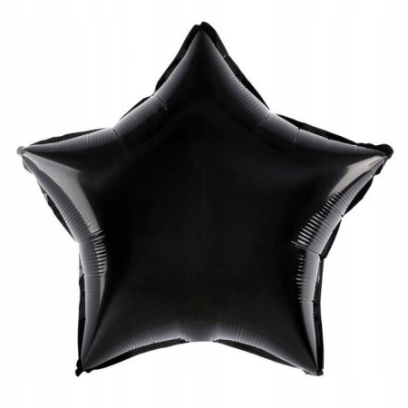Balon din Folie Metalizata, Cyrax, Figurina Stea, Model Simplu, Tematica Aniversare, 40 cm, Ambalaj Individual, Pai Inclus, Umflare cu Aer sau Heliu, Negru