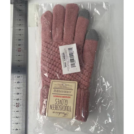 Manusi de Dama,  Functie Touchscreen (ecran tactil), Material Acril Tricotat, Manseta Elastica, Interior Catifelat, Marime Universala, Roz