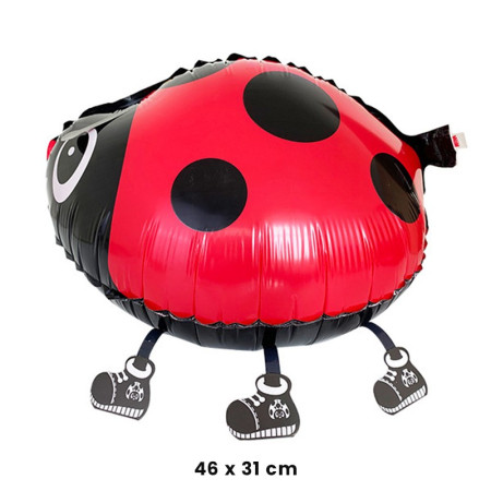 Balon din Folie Metalizata, Cyrax, Figurina Animata, Model Buburuza, 46x31 cm, Ambalaj Individual, Pai Inclus, Umflare cu Aer sau Heliu, Rosu-Negru