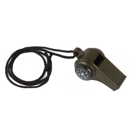 Fluier 3in1, Flippy cu Busola si Termometru, pentru Drumetii, Negru