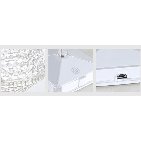 Lampa de birou pe LED RGB 16,  dimmer tactil, 3 nivele de intensitate, incarcare USB, 3W, Cristal Acrilic, cu telecomanda, forma pahar, transparent