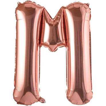 Balon Folie Metalizata Litera M, Cyrax, 80 cm, Umflati cu Heliu sau Aer, Ambalaj Individual, Pai inclus, Rose Gold