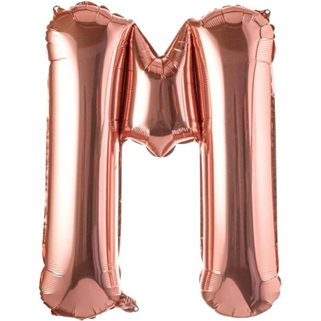 Balon Folie Metalizata Litera M, Cyrax, 80 cm, Umflati cu Heliu sau Aer, Ambalaj Individual, Pai inclus, Rose Gold