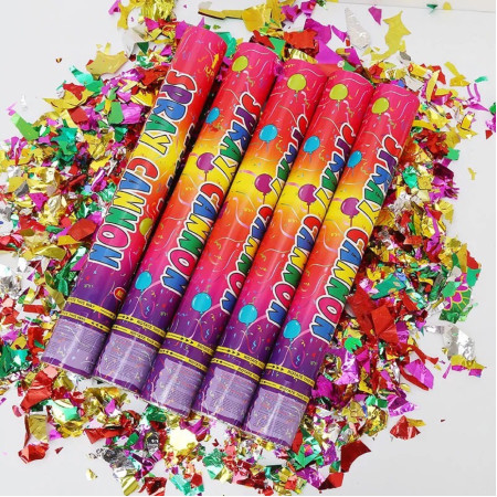 Tub de Confetii, Cyrax, Clasic, 60x5 cm, Confetii Asortate din Plastic, Eliberare prin Rasucire, Multicolor