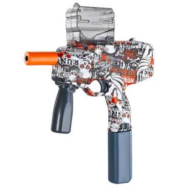Mitraliera de jucarie electrica Cyrax cu bile de hidrogen de gel, gun bluster, tragere in rafala, varsta peste 6 ani, ochelari de protectie, 5000 de bile incluse, cablu de incarcare, 40.1 x 31.6 cm, Mp9, rosu