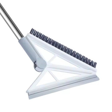 Matura Telescopica,  cu Doua Capete - Perie/Racleta 23 cm, Lungime 110 cm, din Plastic/Otel/Silicon, Gri