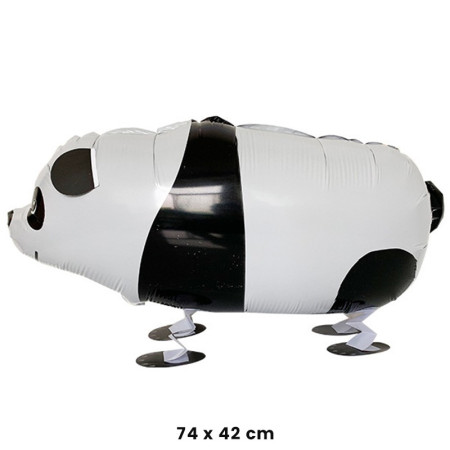 Balon din Folie Metalizata, Cyrax, Figurina Animata, Model Panda, 74x42 cm, Ambalaj Individual, Pai Inclus, Umflare cu Aer sau Heliu, Alb-negru