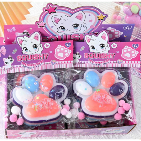 Jucarie Antistres Squishy, Cyrax, cu Revenire Lenta, Squeeze Toys, Model Cat Paw, 12.5x10.5 cm, 220g, +3 Ani, din TPR, Model 1, Multicolor