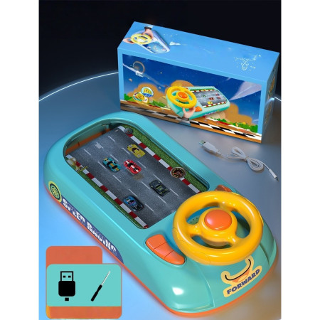 Joc Simulator de Condus, Cyrax, 3-6 Ani, Volan Interactiv, Efecte Sonore, din ABS, USB Inclus, Albastru