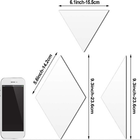 Set 32 de Oglinzi Autocolante pentru Perete,  sub Forma de Romb, Acril, 14.2x23.6x15.5 cm
