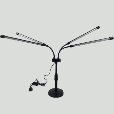 Lampa UV pentru cresterea plantelor,  conectare la retea, 20W, 4 capete, 72 LED-uri, ajustabila pana la 66.5 cm, Lumina Alb Mov 
