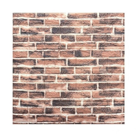 Set 10 Placi Tapet 3D,  70 x 77 cm, Grosime 3 mm, din Polietilena, Model Caramida, Suprafata acoperita 5.3 mp, Caramida Rosie