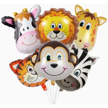 Balon din Folie Metalizata, Cyrax, Mini Figurine Animalute, Model Zebra, Tematica Aniversare, 25x45 cm, Ambalaj Individual, Pai Inclus, Umflare cu Aer sau Heliu, Multicolor