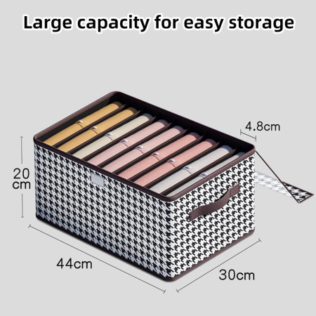 Cutie De Depozitare,  Pentru Haine, Lenjerie, Sosete Si Sutiene, Material Textil, 9 Compartimente, 44x30x20 cm, Culoare Alb-Negru