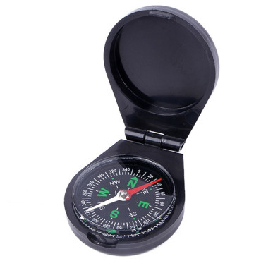 Busola de Buzunar cu Capac de Plastic,  Busola pentru Drumetii, Calatorie, Compacta, Usor de Transportat, 6 x 4.8 x 1.5 cm Negru
