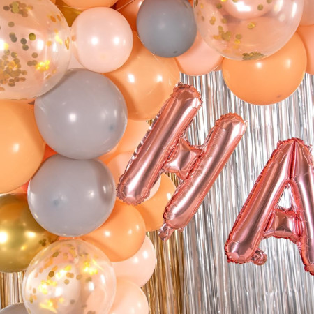 Balon Folie Metalizata Litera H, Cyrax, 40 cm, Umflati cu Heliu sau Aer, Ambalaj Individual, Pai inclus, Rose Gold