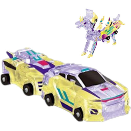 Jucarie Transformabila 2in1, Cyrax, Crystal Wing Flying Dragon, Masina/Dragon, Atractie Magnetica, Fluorescent, +3 Ani, din ABS, Multicolor