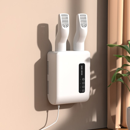 Uscator de Pantofi,  Functie de Uscare, Dezinfectie, Dezodorizare, Montaj pe Perete fara Perforare, din PVC, Silentios, Timer, Alb