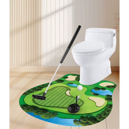 Covoras de Baie,  Model Teren de Golf, Interactiv, +14 Ani, din PVC, 80 x 69 cm, Verde