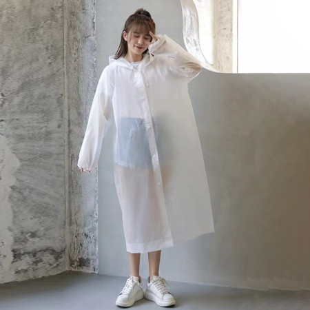 Pelerina de Ploaie,  pentru Adulti 150-180 cm, din EVA, Impermeabila, Rezistenta la Vant, Inchidere cu Capse, 140 g, Alb