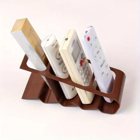 Suport de Birou,  din Plastic, pentru Telecomenzi, Telefoane, 18 x 7 x 9 cm, Maro