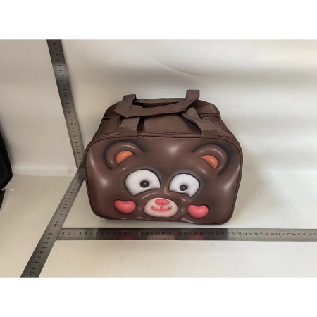 Geantă Frigorifică, Cyrax, cu Desene Animat 3D, Portabilă pentru Copii, de Prânz, din Pânză Oxford, 27.5x18x20 cm, Model Ursulet, Maro