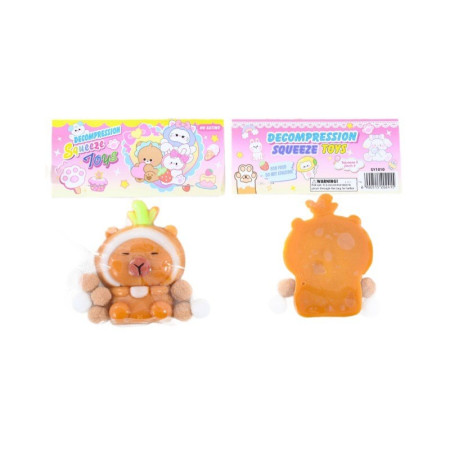 Jucarie Antistres Squishy, Cyrax, cu Revenire Lenta, Model Capybara, 7cmx6.5 cm, din TPR, Ambalaj Transparent, Maro