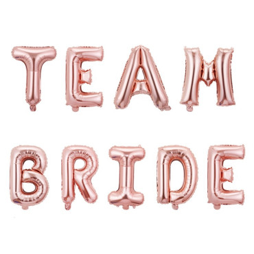 Set Baloane din Folie Metalizata, Cyrax, Model Team Bride, Litere de 40 cm, Tema Iubire, Baloane Party, Ambalaj Individual, Pai Inclus, Umflare cu Aer sau Heliu, Roz