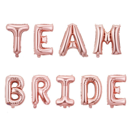 Set Baloane din Folie Metalizata, Cyrax, Model Team Bride, Litere de 40 cm, Tema Iubire, Baloane Party, Ambalaj Individual, Pai Inclus, Umflare cu Aer sau Heliu, Roz