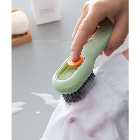 Perie pentru Curatare Incaltaminte cu Recipient pentru Detergent,  Perie Multifunctionala pentru Incaltaminte si Lenjerie, cu Peri Moi, Fara Deteriorare, 17.3 x 4.5 x 6 cm, Culoare Verde