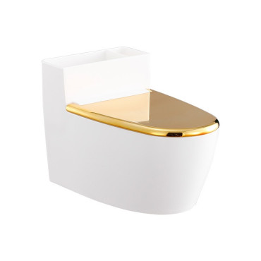 Scrumiera creativa  Forma de Toaleta, Capac Auriu, Material ABS si Otel Inoxidabil, 12.5 x 9.8 x 8.4 cm, Fixare prin Lipire sau De Sine Statator, pentru Baie, Camera, Bucatarie, Balcon, Auriu