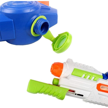 Pistol cu Apa pentru Copii, Rezervor, Pentru Piscina/Plaja, Cyrax, 6ani+, Albastru/Multicolor, 1000ML